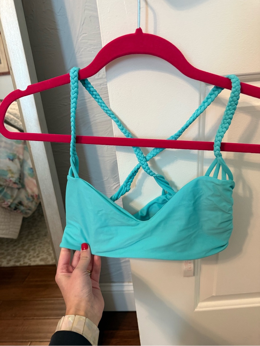 Citrine Swim Turquoise Braided Strap Bikini Top